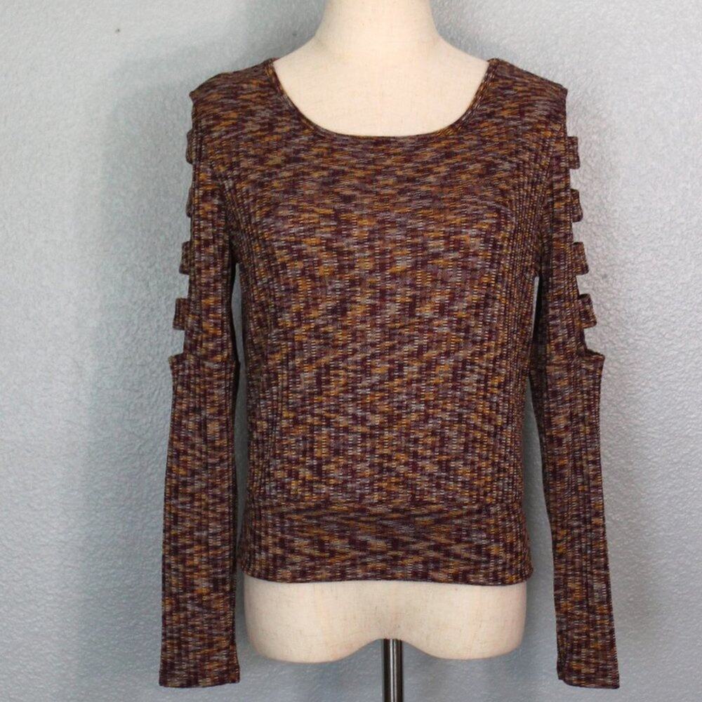 BCX Cut Out Sleeve Long Sleeve Top Size S